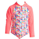Funkita Pink Panda Girls Eco Zippy Rash Vest - Swimming Beachwear Colorful - Gym Gear Australia