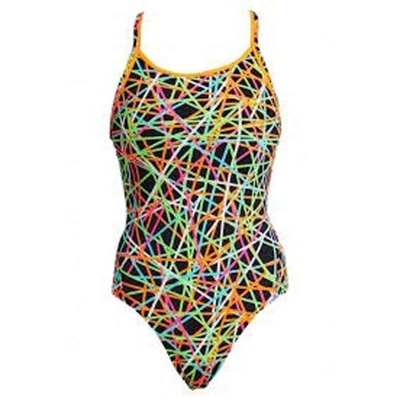 Funkita Strapped In Sports Diamond Back Ladies Swimwear - Beachwear Multicolor - Gym Gear Australia