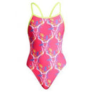 Funkita Sweet Skulls Ladies Single Strap One Piece Swimwear - Pink Beachwear - Gym Gear Australia