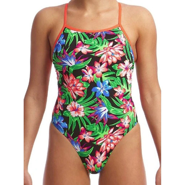Funkita Tropic Rocket Tie Up Ladies One Piece Swimwear - Beachwear Multicolor - Gym Gear Australia