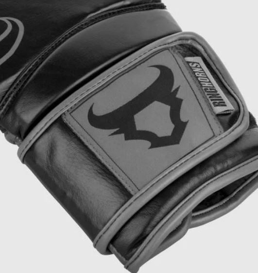 Ringhorns Destroyer Boxing Gloves - Leather - Black/Grey MMA Muay Thai Kickboxing - Gym Gear Australia